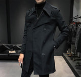 Autumn Winter Men's Jackets Double Breasted Medium-Long Trench Coat Male Solid Color Coats Fashion Windbreaker Outwears