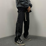 Men Slim Korean Fashion Zipper Split Casual Pants Black Trendy Cargo Trousers Punk Streetwear Man Harajuku Y2k Hip Hop Pants