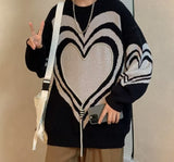 Love Sweater Men Street Vintage Simple Crew Neck Sweaters Hip Hop Pullover Fashion Loose Casual Knitwear Clothes