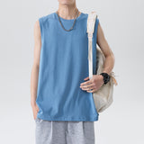 Foesce New Arrival Men's Sleeveless T Shirt Summer Fashion Solid O Neck Sleeveless T Shirt Men Cotton Casual Loose Street Top Tees 5XL