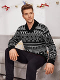 Men's Christmas Elk Lapel Knit Sweater