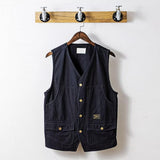 Men's Vests Casual Pockets Sleeveless V Neck Korean Style Loose Spring Autumn Waistcoat Fishing Waistcoats Clothing chalecos