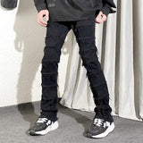 Foesce Grunge Clothes Y2K Streetwear Stacked Slim Jeans Flared Pants Men Black Hip Hop Straight Women Long Trousers Pantalon Homme