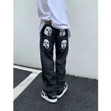 Foesce New Straight Jeans Trendy Brand Hiphop pringt Wide-leg Pants High Street Washed Mopping Loose Thick Denim Trousers fashion pants
