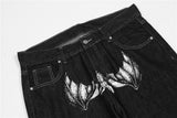 Denim Pants Men Punk Spoof Portrait Print Trousers Gothic Loose Straight Harajuku Streetwear Multiple Pockets Black Jeans Unisex