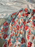 Foesce Short-sleeved floral shirt women's Hong Kong style men's vintage top baggy Korean summer casual design sense niche blouse shirt