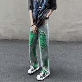 High Streetwear Mens Jeans Pants Ripped Loose Fashion Denim Hip Hop Harajuku Trousers