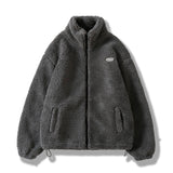Hip Hop Winter Fleece Fluffy Jacket Streetwear Harajuku Fuzzy Zipper Coat Men Autumn Solid Color Lightweight Jackets Black Beige