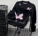 Winter Hip Hop Pullovers Butterfly Knitwear Sweaters Personality Clothes Men Streetwear Vintage Gothic Tops Sweaters Men
