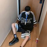 Hiphop Baseball Short-sleeved Suit Men's Bomber High Street Ice Hockey Shirt + Shorts American Basketball Sports Two-piece Suit