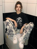 Cool Gothic Pants Women Casual Joggers High Waist Loose Female Hip Hop Trousers Korean Punk Pants Funny Capri Streetwear Femme