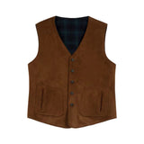 Men's Suit Vest Brown Suede V Neck Single Breasted Retro Tooling Waistcoat Formal Business Vest Groomman for Wedding Vest