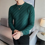 Foesce-Brand Clothing Men Autumn And Winter High Quality Knitting Sweater Male Slim Fit Plaid Pullover Tight Sweater With o-Neck