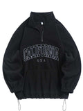 Foesce Men's Hoodies Fluffy Fleece Warm Sweatshirts Letters Embroidered Vintage Streetwear Pullover Sudaderas for Autumn Winter