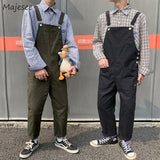 Foesce Pants Men Students Couple Casual Solid Simple Overalls All-match Breathable Minimalist BF Streetwear Loose Vintage Male Leisure