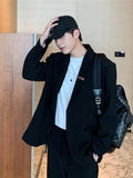 Men's blazer suit Korean trend handsome high street casual 2pcs set Hong Kong style handsome dk uniform jacket trousers
