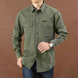 Foesce New Large Size Shirts Men's Cotton Solid Color Casual Loose Long Sleeve Tops Spring Autumn Fashion Trend Men's Clothes