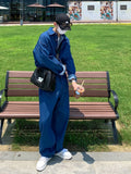 Autumn Trend Denim Jumpsuit Men Handsome Jeans Bodysuit Streetwear Unisex Preppy Casual Versatile Loose Two-piece Suit