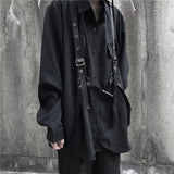Foesce Techwear Pant Sets Men Punk 3 piece outfits Black Cargo Pants Long Sleeve Shirts Korean Streetwear Hip Hop Spring