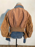 Loose Fit Green Denim Big Size Pleated Jacket New Lapel Long Sleeve Women Coat Fashion Tide Spring Autumn
