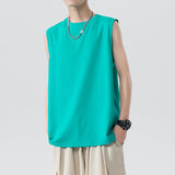Foesce New Arrival Men's Sleeveless T Shirt Summer Fashion Solid O Neck Sleeveless T Shirt Men Cotton Casual Loose Street Top Tees 5XL