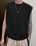 Fashion Men Tank Tops Solid Color O-neck Sleeveless Korean Streetwear Vests Summer Loose Casual Men Clothing 5XL 7