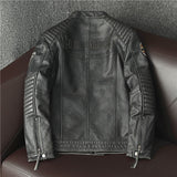 Foesce Biker Popular motor style Vintage men's quality genuine leather Jacket slim 100% natural cowhide coat.Dermis