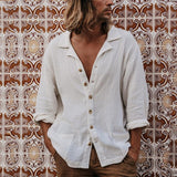 Foesce Men's White Casual Tops T Shirt Man Blouse Long Sleeve Vintage Cotton Linen Shirt Men Loose Baggy Shirts Silk Ropa Chemise Homme