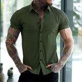 Men's Summer Casual Business Non-Iron Anti-Wrinkle Quality Shirts Men's Fashion Short Sleeve Fitness Shirts