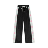 Love Embroidery Contrast Color Stitching Jacket Men Set Fashion Patchwork Pants Loose Long sleeve Jacket+Pant 2 Pieces European