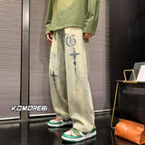 Men Jeans Wide-leg Straight Jeans Hole Ripped Streetwear All-match Denim Trousers Mens Loose Casual Fashion Harajuku Pants