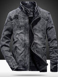 Foesce Autumn And Winter New Tide Solid Jackets Men Korean Fashion Cotton Slim Fit Denim Jacket Clothing Youth Coat