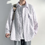 Foesce Spring Autumn Premium Heavy Shirts Men Solid Loose Long Sleeve Brushed plaid shirt Jacket Male Hip Hop Thick Korean Woolen Coat