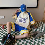 Hiphop Baseball Short-sleeved Suit Men's Bomber High Street Ice Hockey Shirt + Shorts American Basketball Sports Two-piece Suit
