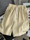 Waffle Sports Suit Unisex Summer Hong Kong Style Short-sleeved Shirt + Korean Lstter Shorts Casual Handsome Two-piece Set