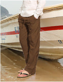 Men's Casual Trousers Home Pants New Man Cotton Linen Large Size white Straight trousers Solid Beach black Fitness Pants