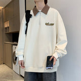 Zipper Polo Sweatshirt  Men Women Stand-Up Collar Hoodie Trendy Lover Print Harajuku College Style Oversize Casual Sports Jacket