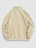 Foesce Cotton Hoodie for Men Solid Fleece Lining Sweatshirt Turtleneck Zipper Streetwear Pullover Fall Winter Warm Sweats Hoodies