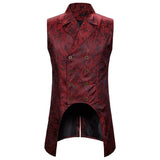 Mens Waistcoats Fall Vintage Floral Embroidery Turn-down Collar Double Breasted Sleeveless Vest Jacket Spring Men Retro Blazers