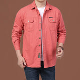 Foesce New Large Size Shirts Men's Cotton Solid Color Casual Loose Long Sleeve Tops Spring Autumn Fashion Trend Men's Clothes