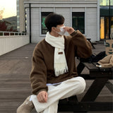 Brown Black Plush Hoodie Men Fashion Casual O-Neck Sweatshirt Men Streetwear Korean Loose Pullover Hoodies Mens Hoody M-2XL