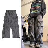 Black Cargo Pants for Men Hip Hop Gray Cargo Trousers Male Red Spring Cotton Loose Casual Streetwear Hip Hop Pocket