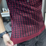 Spring Short Sleeve Sweater T-shirt Men Plaid Knitted Thickened Sweater Tshirt Streetwear High Quality Men Tee Shirt Homme