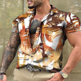 Men's Vintage Shirts  Spring Summer Casual Short Sleeve Button Lapel Loose Shirt For Men Clothes Fashion Graphic Print Tops