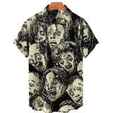 Summer Style Personality 3D Printed Dread Man Pattern Men's Handsome Short Sleeve Hawaiian Fashion Designer Casual New Custom Sh