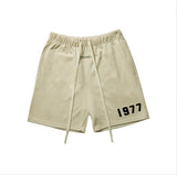 Summer new men's shorts streetwear outdoor men's and women's casual five-point pants cotton print number 1977 shorts