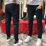 Foesce Pants For Men Summer Lightweight Striped Casual Pants Men Fashion Clothing Breathe Cool Korean Style Streetwear Bottoms
