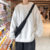 Autumn Fleece Hoodie Men Fashion Casual Crew Neck Sweatshirt Men Streetwear Korean Loose Pullover Hoodies Mens Hoody S-3XL
