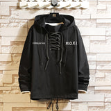 Drawstring Bandage Hip Hop Punk Jacket Men Street Fashion Coat Up Harajuku Gothic Clothes For Men Autumn Hooded Windbreaker