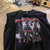 American retro tide brand three dogs sleeveless vest for men and women summer ins loose high street street vest t-shirt y2k top